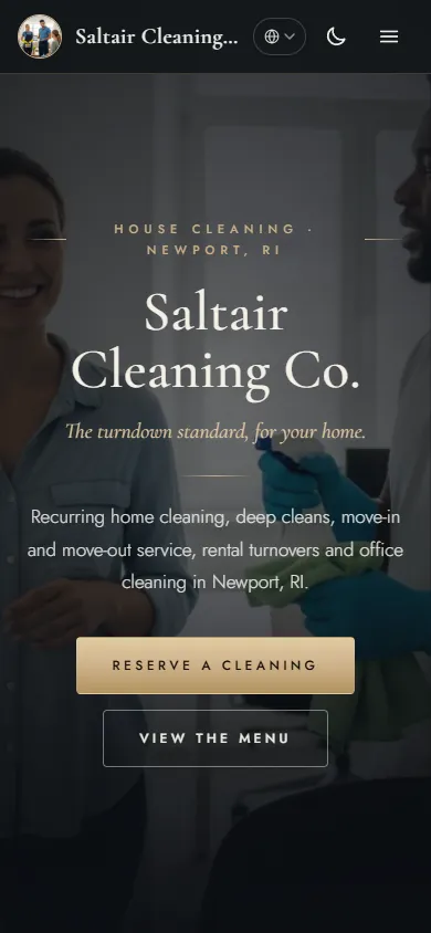 Mobile view of the Saltair Cleaning Co. sample website