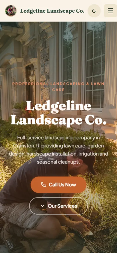 Mobile view of the Ledgeline Landscape Co. sample website